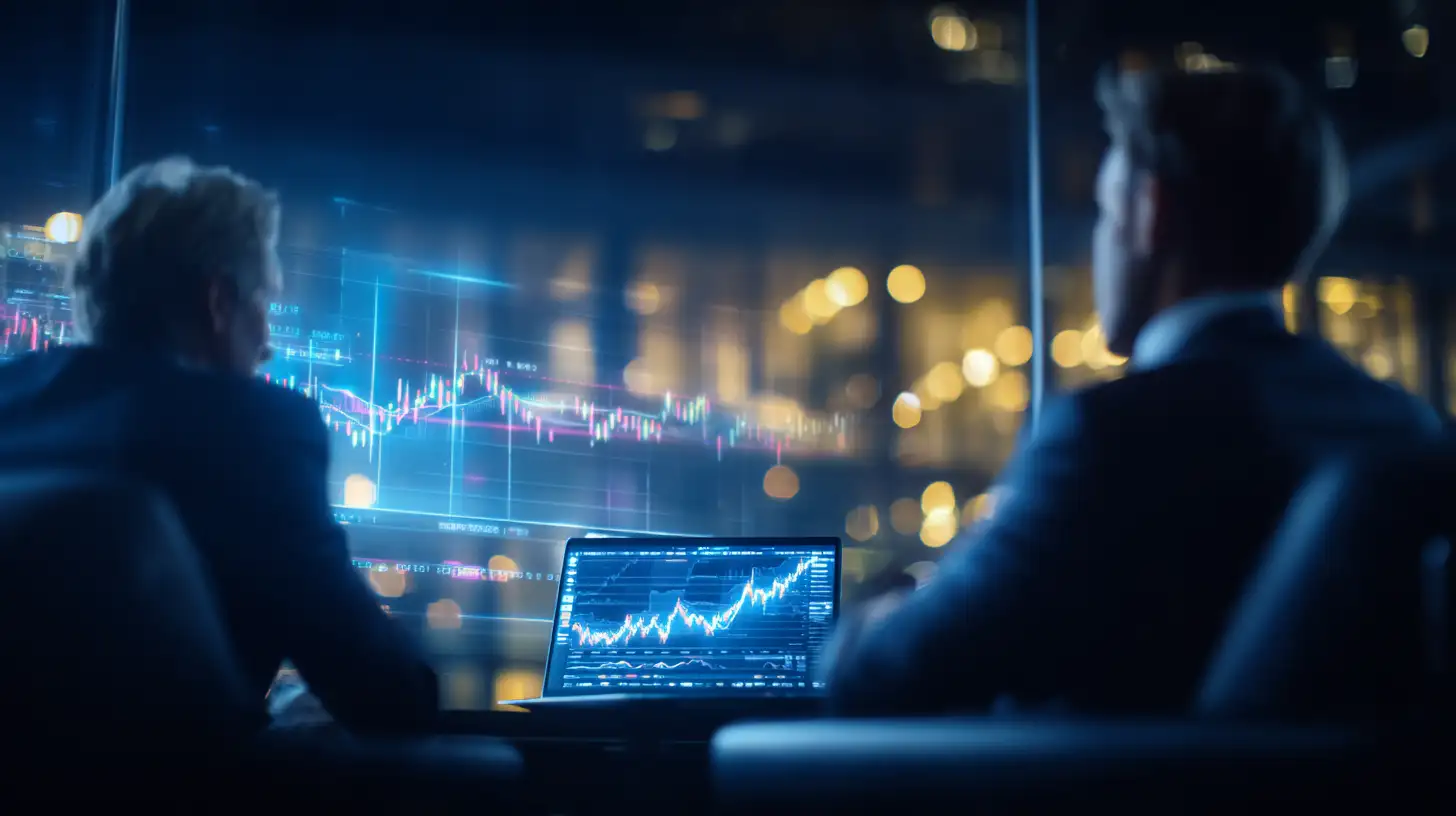 Due consulenti che analizzano grafici e dati finanziari da un computer